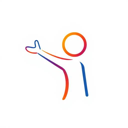 Symbol für Barrierefreiheit: Es stilisierte Mensch, wo d Arm usbreitet, um Inklusivität darzstelle.
